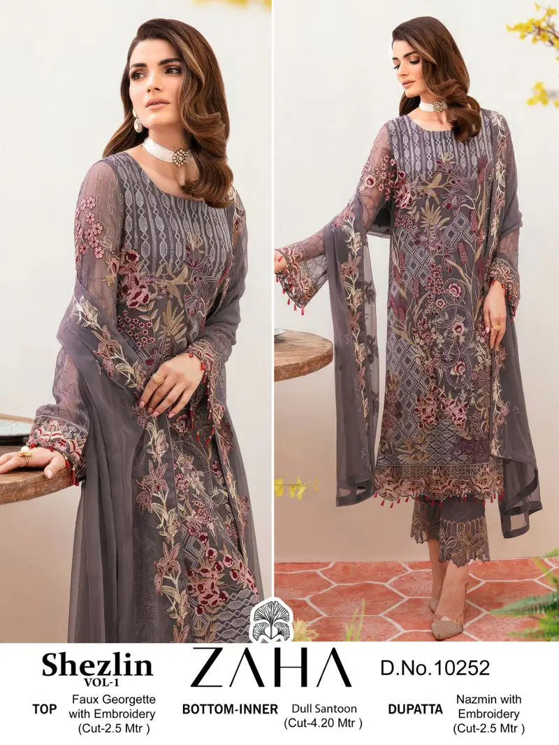 Shezlin Vol 1 By Zaha Georgette Pakistani Suits Wholesale Shop In Surat
